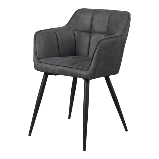 Conjunto de 4 cadeiras de jantar Birmingham com braços 81x57x53 cm - Cinzento escuro en.casa