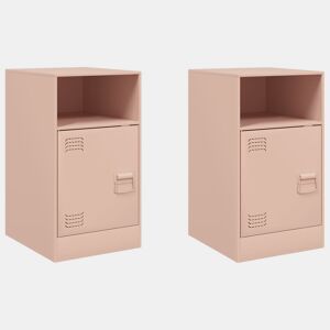 vidaXL Mesas de cabeceira 2 pcs 34,5x39x62 cm aço rosa