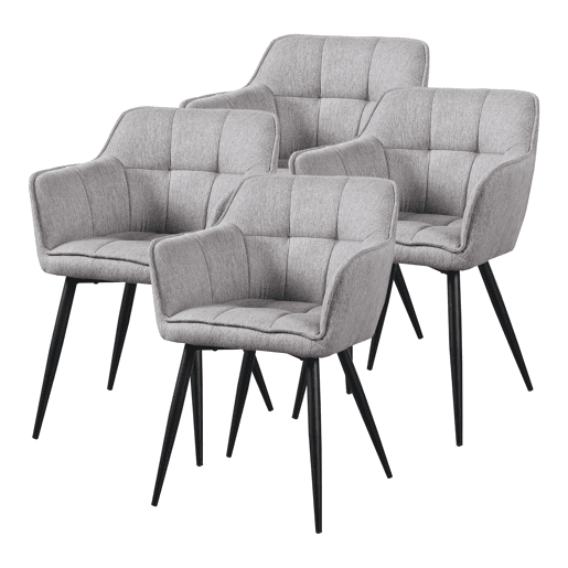 Conjunto de 4 cadeiras de jantar Birmingham com braços 81x57x53 cm - Cinzento en.casa