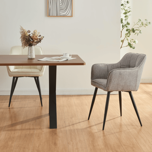 Conjunto de 4 cadeiras de jantar Birmingham com braços 81x57x53 cm - Cinzento en.casa