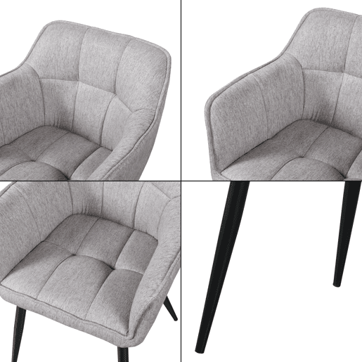 Conjunto de 4 cadeiras de jantar Birmingham com braços 81x57x53 cm - Cinzento en.casa