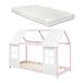 Cama para niños Tostedt en forma de casa con ventanas y colchón 207x97 Cama para niños Tostedt en forma de casa con ventanas y colchón 207x97 Blanco/ Gris