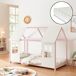 Cama para niños Tostedt en forma de casa con ventanas y colchón 207x97 Cama para niños Tostedt en forma de casa con ventanas y colchón 207x97 Blanco/ Gris