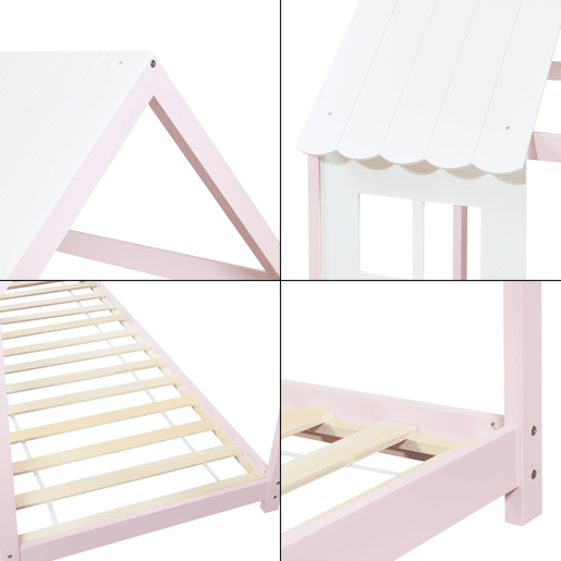 Cama de criança Tostedt com colchão 90x200 cm - RosaBranco en.casa