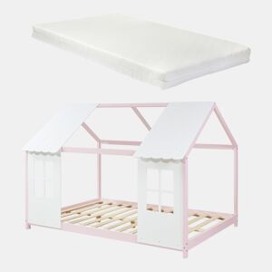 Cama de criança Tostedt com colchão 120x200 cm - RosaBranco en.casa