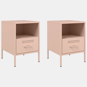 vidaXL Mesas de cabeceira 2 pcs 36x39x50,5 cm aço rosa