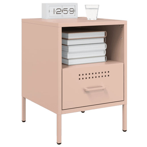 vidaXL Mesas de cabeceira 2 pcs 36x39x50,5 cm aço rosa