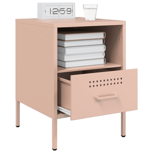 vidaXL Mesas de cabeceira 2 pcs 36x39x50,5 cm aço rosa