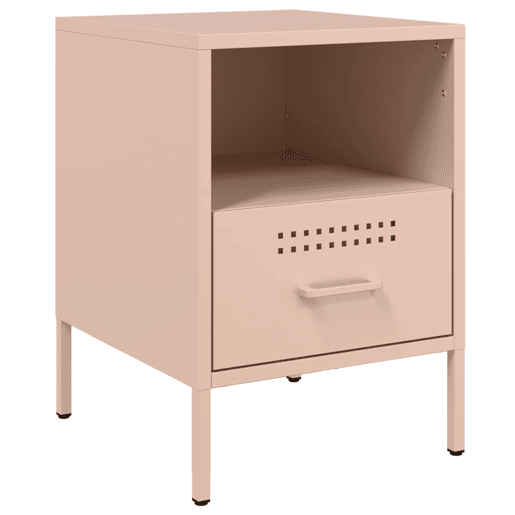 vidaXL Mesas de cabeceira 2 pcs 36x39x50,5 cm aço rosa