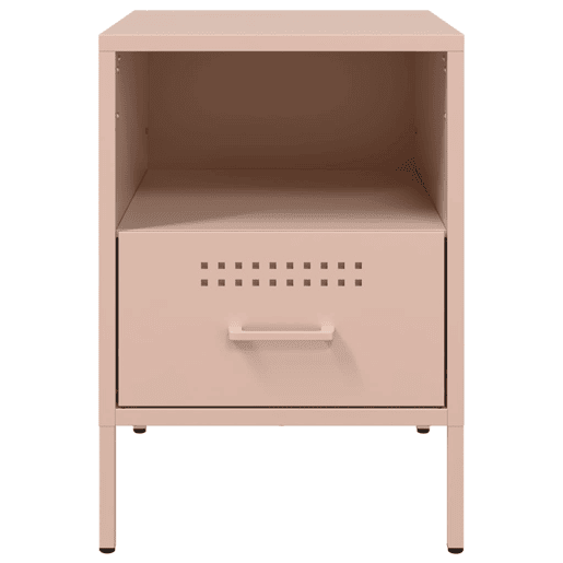 vidaXL Mesas de cabeceira 2 pcs 36x39x50,5 cm aço rosa