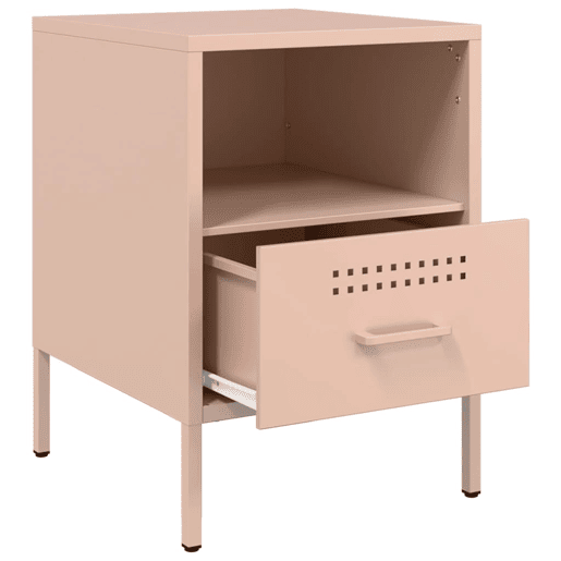vidaXL Mesas de cabeceira 2 pcs 36x39x50,5 cm aço rosa