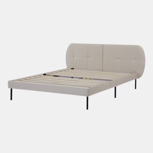 Cama estofada Porvoo com cabeceira de veludo 140x200cm - Bege en.casa