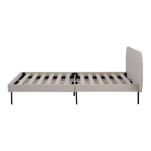 Cama estofada Porvoo com cabeceira de veludo 140x200cm - Bege en.casa