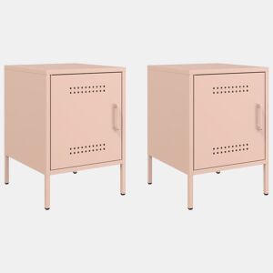 vidaXL Mesas de cabeceira 2 pcs 36x39x50,5 cm aço rosa
