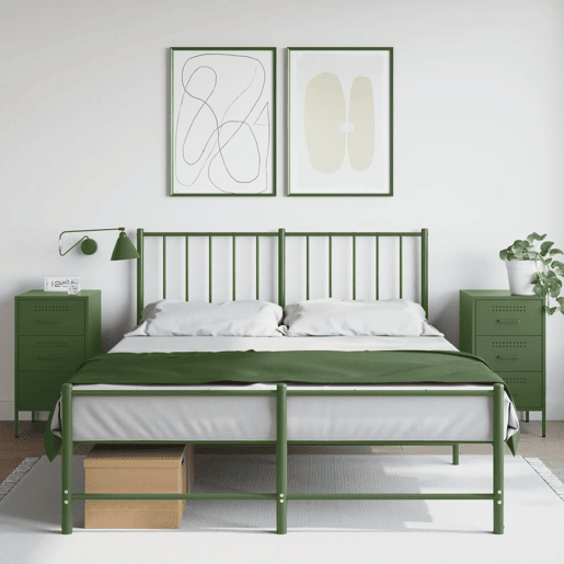 vidaXL Mesas de cabeceira 2 pcs 36x39x68 cm aço verde-azeitona