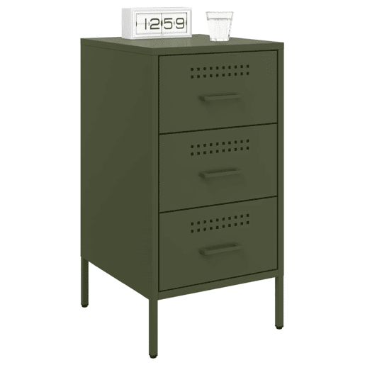 vidaXL Mesas de cabeceira 2 pcs 36x39x68 cm aço verde-azeitona