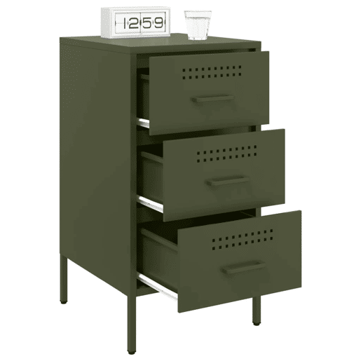 vidaXL Mesas de cabeceira 2 pcs 36x39x68 cm aço verde-azeitona