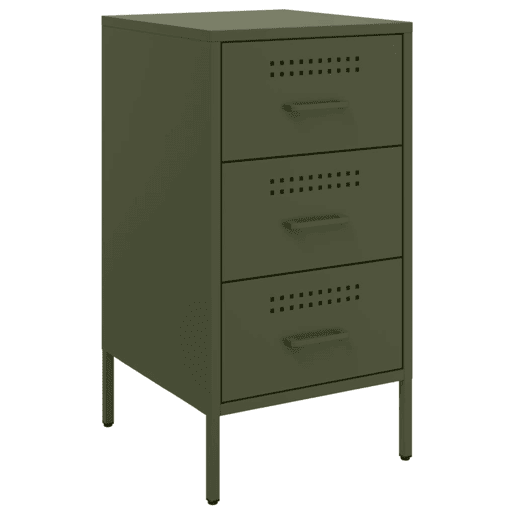 vidaXL Mesas de cabeceira 2 pcs 36x39x68 cm aço verde-azeitona