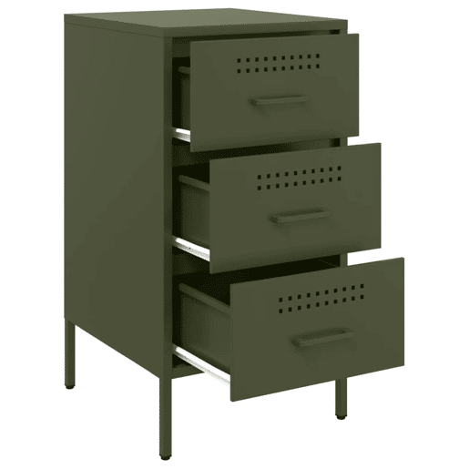 vidaXL Mesas de cabeceira 2 pcs 36x39x68 cm aço verde-azeitona