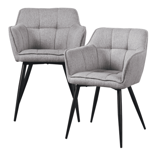 Conjunto de 2 cadeiras de jantar Birmingham com braços 81x57x53 cm - Cinzento en.casa