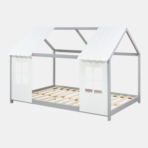 Cama de criança Tostedt em forma de casinha 120x200 cm - CinzentoBranco en.casa