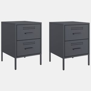 vidaXL Mesas de cabeceira 2 pcs 36x39x50,5 cm aço antracite