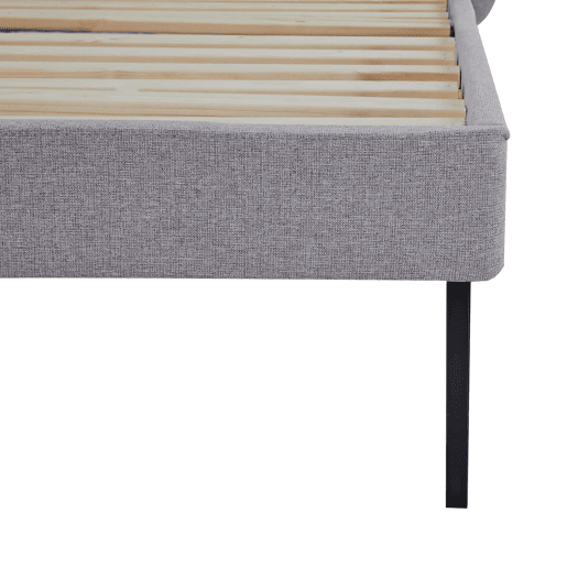 Cama estofada Porvoo com cabeceira têxtil e colchão 160x200cm - Cinzento en.casa