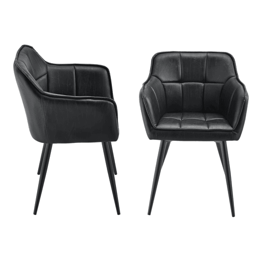 Conjunto de 2 cadeiras de jantar Birmingham com braços 81x57x53 cm - Preto en.casa