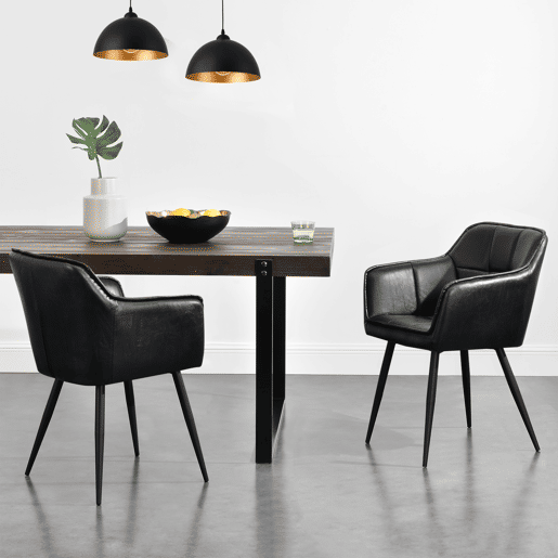 Conjunto de 2 cadeiras de jantar Birmingham com braços 81x57x53 cm - Preto en.casa
