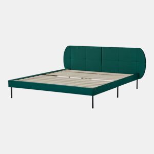Cama estofada Porvoo com estrado de veludo cabeceira 160x200cm - Verde escuro en.casa