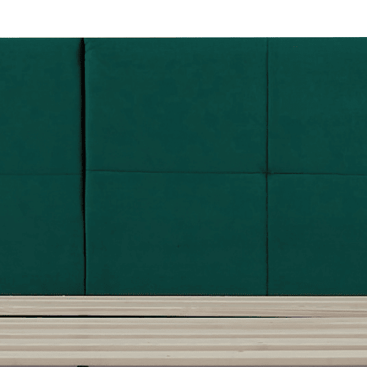 Cama estofada Porvoo com estrado de veludo cabeceira 160x200cm - Verde escuro en.casa