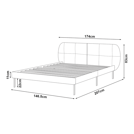 Cama estofada Porvoo com cabeceira de veludo 140x200cm - Verde escuro en.casa