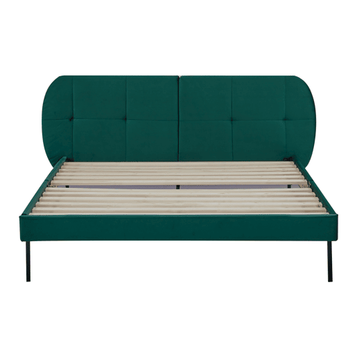 Cama estofada Porvoo com cabeceira de veludo 140x200cm - Verde escuro en.casa