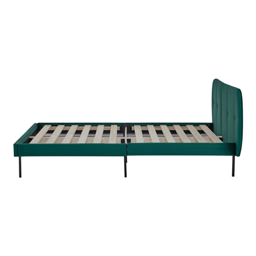 Cama estofada Porvoo com cabeceira de veludo 140x200cm - Verde escuro en.casa