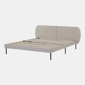 Cama estofada Porvoo com cabeceira em veludo 160x200cm - Bege en.casa