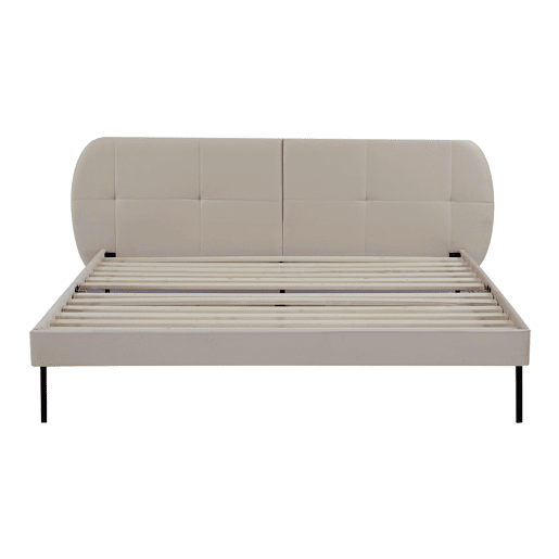 Cama estofada Porvoo com cabeceira em veludo 160x200cm - Bege en.casa