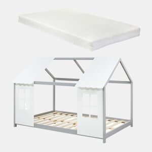 Cama de criança Tostedt com colchão 120x200 cm - CinzentoBranco en.casa