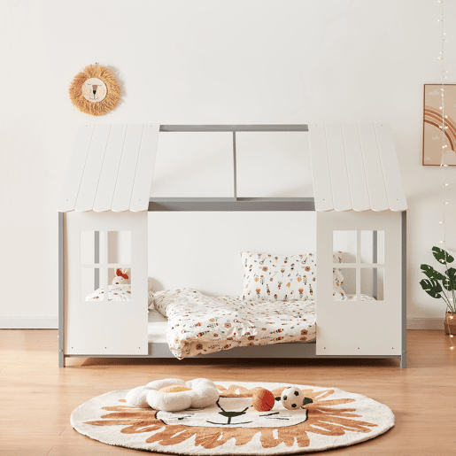 Cama de criança Tostedt com colchão 120x200 cm - CinzentoBranco en.casa