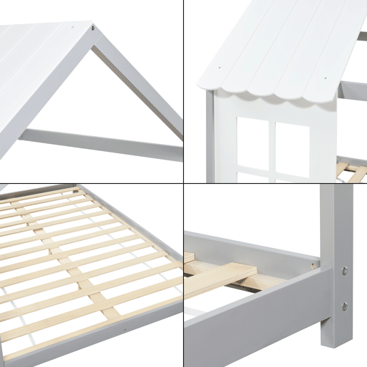 Cama de criança Tostedt com colchão 120x200 cm - CinzentoBranco en.casa