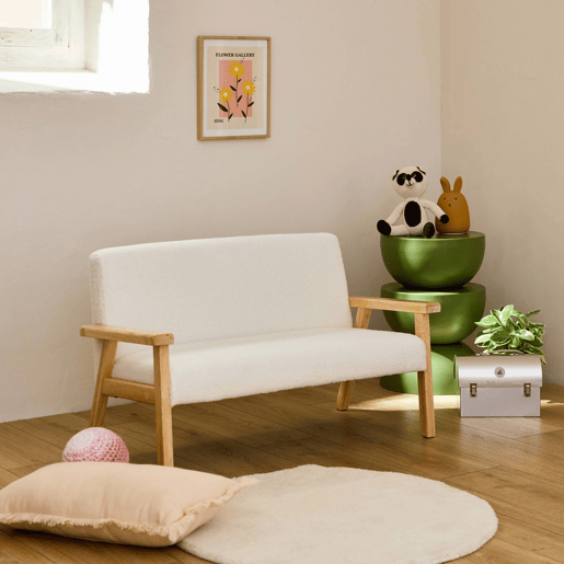 Banco para crianças de madeira hevea de 2 lugares, Isak kids, Branco, 84x43.5x50 cm