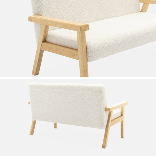 Banco para crianças de madeira hevea de 2 lugares, Isak kids, Branco, 84x43.5x50 cm