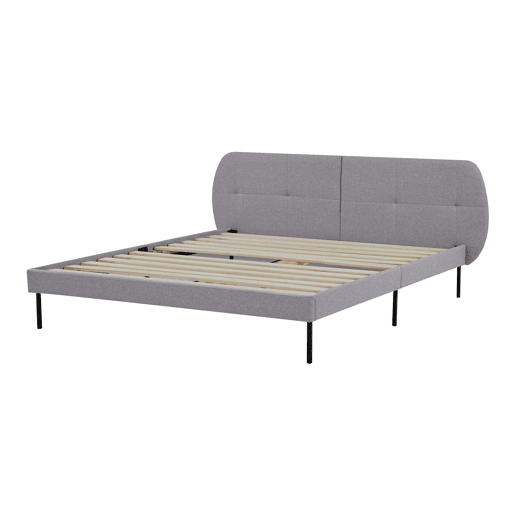 Cama estofada Porvoo com cabeceira têxtil 160x200cm - Cinzento en.casa