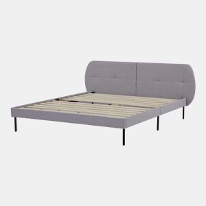 Cama estofada Porvoo com cabeceira têxtil 160x200cm - Cinzento en.casa