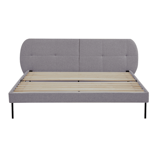 Cama estofada Porvoo com cabeceira têxtil 160x200cm - Cinzento en.casa