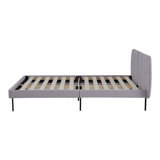 Cama estofada Porvoo com cabeceira têxtil 160x200cm - Cinzento en.casa