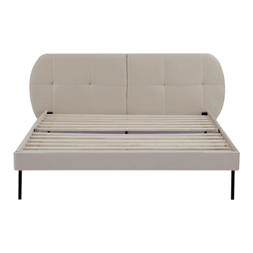 Cama estofada Porvoo com cabeceira de veludo e colchão 140x200cm - Bege en.casa