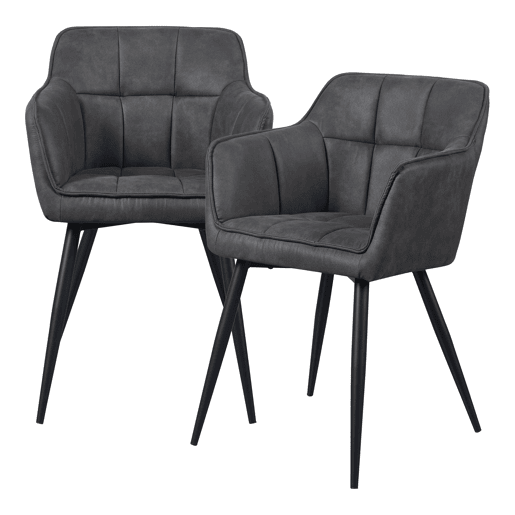 Conjunto de 2 cadeiras de jantar Birmingham com braços 81x57x53 cm - Cinzento escuro en.casa