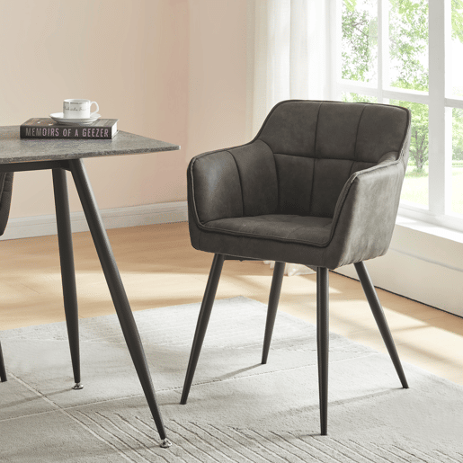 Conjunto de 2 cadeiras de jantar Birmingham com braços 81x57x53 cm - Cinzento escuro en.casa