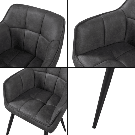 Conjunto de 2 cadeiras de jantar Birmingham com braços 81x57x53 cm - Cinzento escuro en.casa