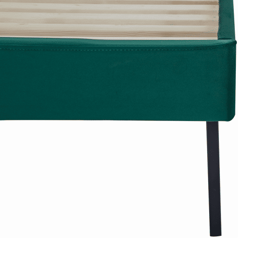 Cama estofada Porvoo com cabeceira de veludo e colchão 140x200cm - Verde Escuro en.casa en.casa
